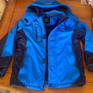 Boys Waterproof Ski Jacket Windproof Winter Snow Coat Raincoat Removable Hood